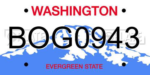 BOG0943 Washington License Plate