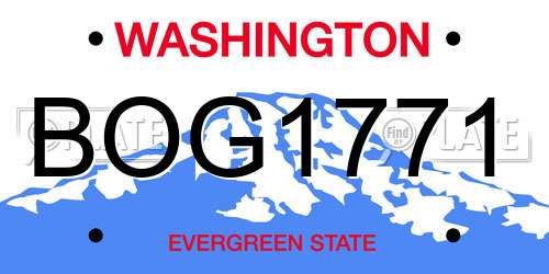 BOG1771 Washington License Plate