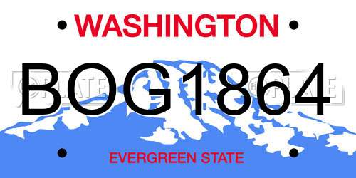 BOG1864 Washington License Plate