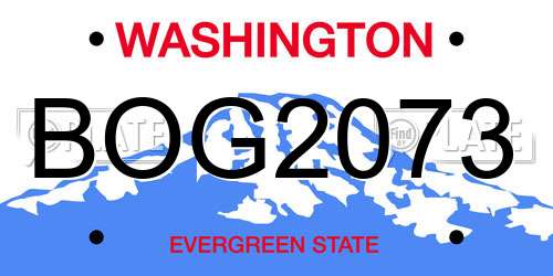 BOG2073 Washington License Plate
