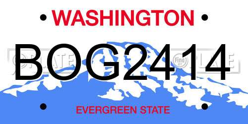 BOG2414 Washington License Plate