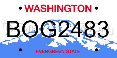 BOG2483 Washington License Plate