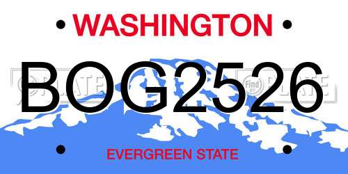 BOG2526 Washington License Plate
