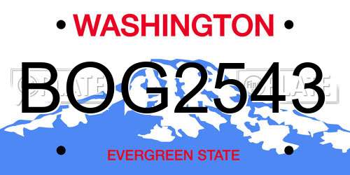 BOG2543 Washington License Plate