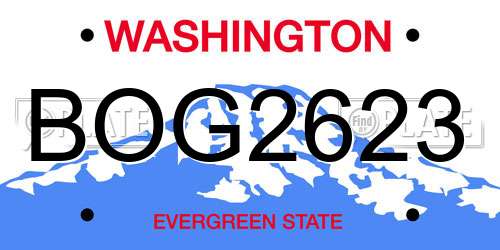 BOG2623 Washington License Plate