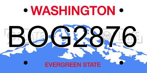 BOG2876 Washington License Plate