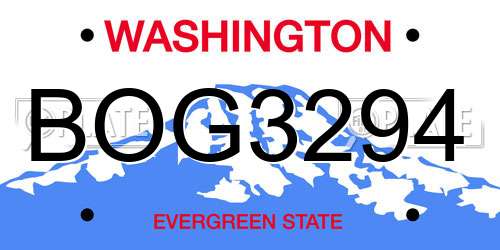 BOG3294 Washington License Plate