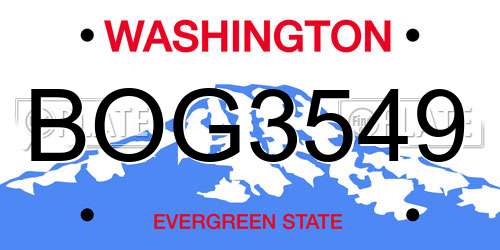 BOG3549 Washington License Plate