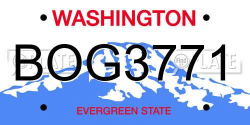 BOG3771 Washington License Plate