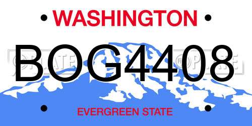 BOG4408 Washington License Plate