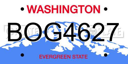 BOG4627 Washington License Plate