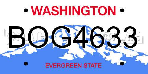 BOG4633 Washington License Plate