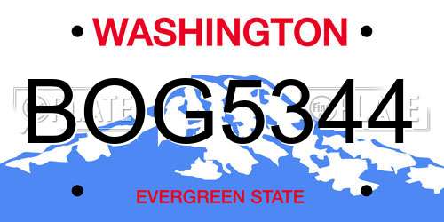 BOG5344 Washington License Plate