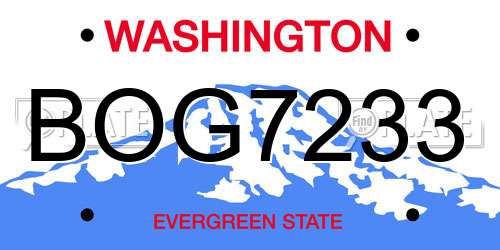BOG7233 Washington License Plate
