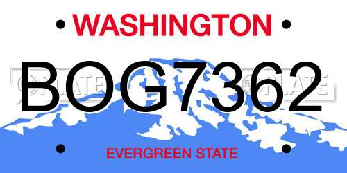 BOG7362 Washington License Plate