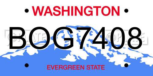 BOG7408 Washington License Plate