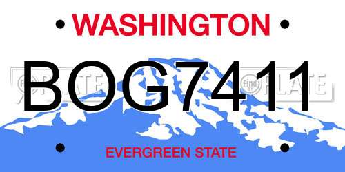 BOG7411 Washington License Plate