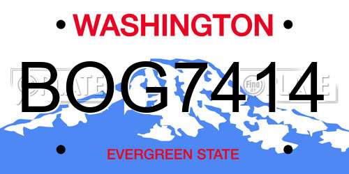 BOG7414 Washington License Plate