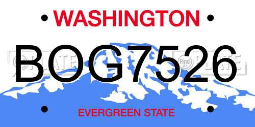 BOG7526 Washington License Plate