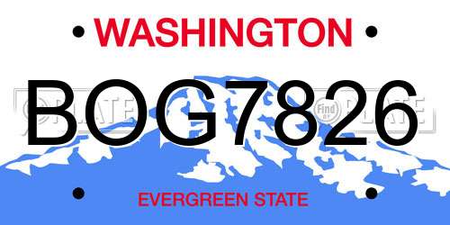 BOG7826 Washington License Plate