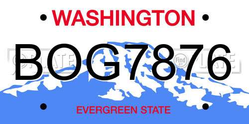 BOG7876 Washington License Plate