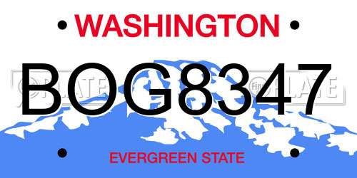 BOG8347 Washington License Plate