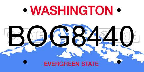 BOG8440 Washington License Plate