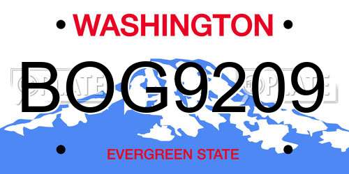 BOG9209 Washington License Plate
