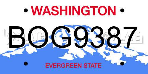 BOG9387 Washington License Plate