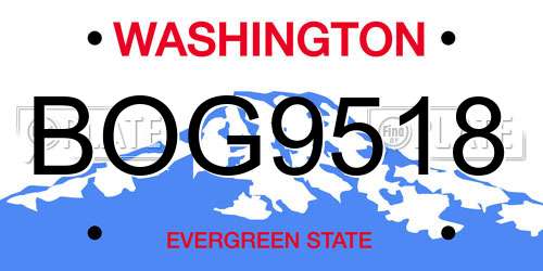 BOG9518 Washington License Plate