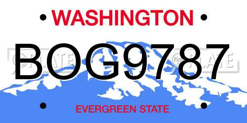 BOG9787 Washington License Plate