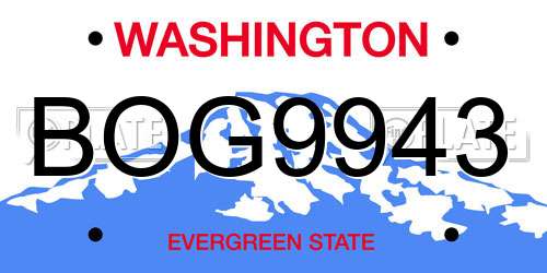 BOG9943 Washington License Plate