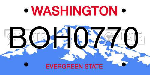 BOH0770 Washington License Plate