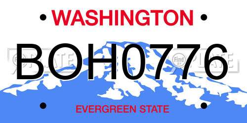 BOH0776 Washington License Plate