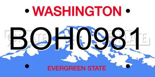 BOH0981 Washington License Plate