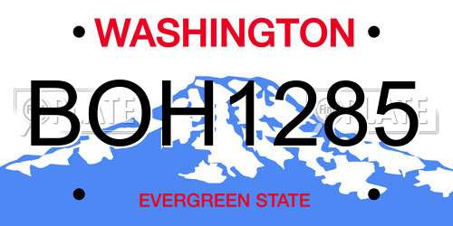 BOH1285 Washington License Plate