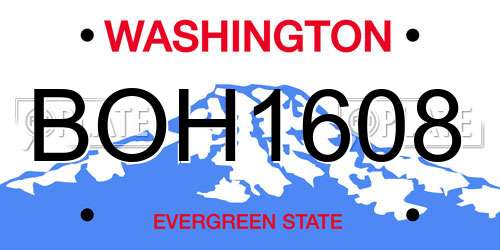 BOH1608 Washington License Plate