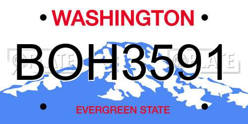 BOH3591 Washington License Plate