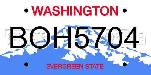 BOH5704 Washington License Plate