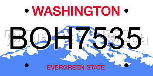 BOH7535 Washington License Plate