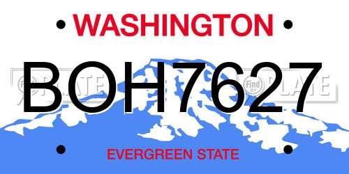 BOH7627 Washington License Plate
