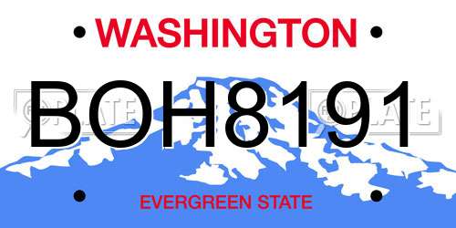 BOH8191 Washington License Plate