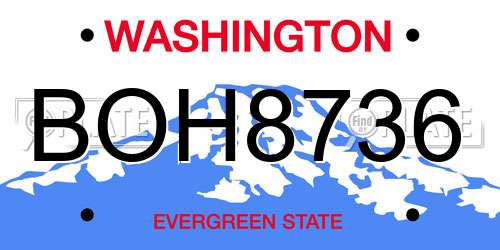 BOH8736 Washington License Plate