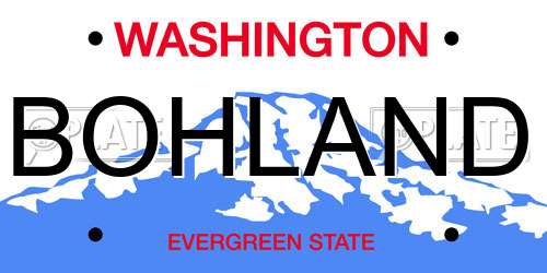 BOHLAND Washington License Plate
