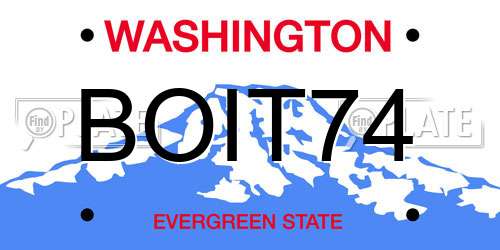 BOIT74 Washington License Plate