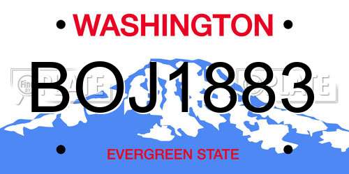 BOJ1883 Washington License Plate