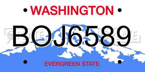 BOJ6589 Washington License Plate