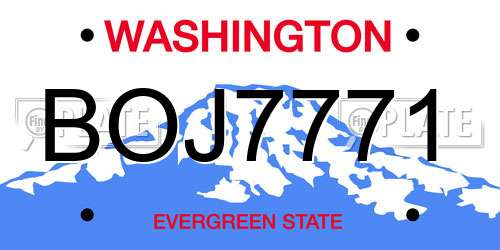 BOJ7771 Washington License Plate
