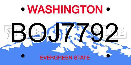 BOJ7792 Washington License Plate