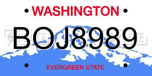 BOJ8989 Washington License Plate
